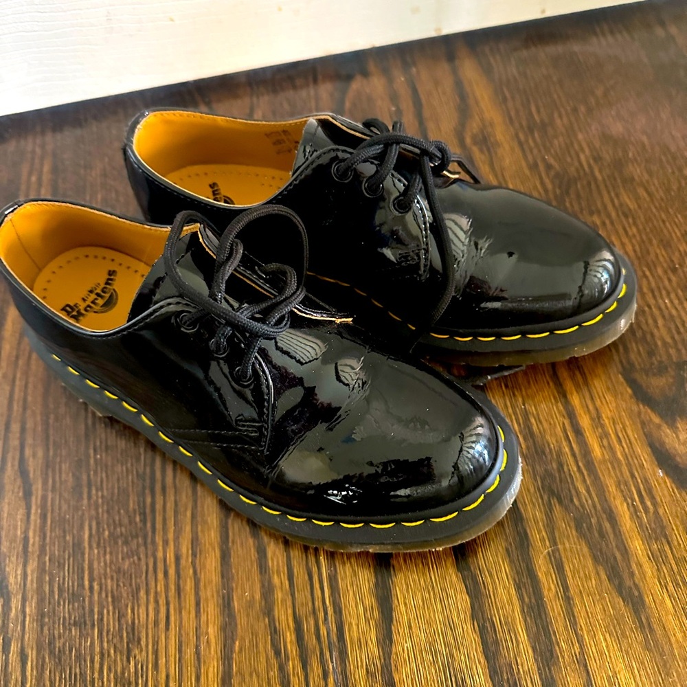 Dr. Martens black patent leather oxfords women 7